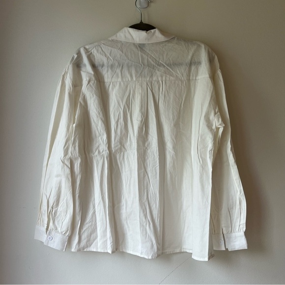 SHEIN Women’s White Long Sleeve Collared Button Down Shirt Small 100% Cotton - Picture 11 of 11
